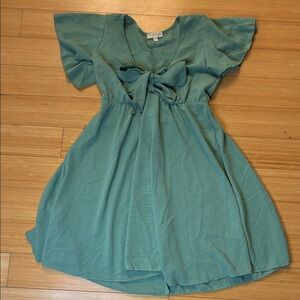 See You Monday Sea Green Dress with Tie in Front